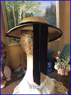 Vintage 1930's MGM Margaret O'Brien Wide Brim Straw Millinery HAT by Cinderella