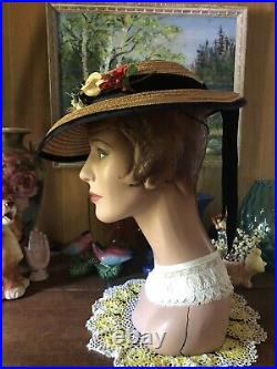 Vintage 1930's MGM Margaret O'Brien Wide Brim Straw Millinery HAT by Cinderella