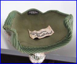 Vintage 1930s Germaine Montabert Green Wool Curvette Hat Netting Antique Period