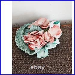 Vintage 1930s Milgrim Hat Blue Straw Pink Flowers