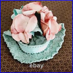 Vintage 1930s Milgrim Hat Blue Straw Pink Flowers