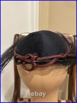 Vintage 1940's-1950's Black Flo Raye Hat With Feathers