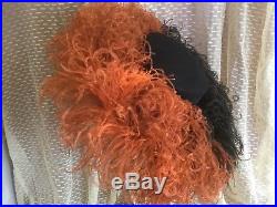 Vintage 1940's felt hat with coral, black ostrich feathers by Laddie Northridge
