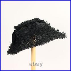 Vintage 1940s-50s Biki's Hat Black Lace Italy