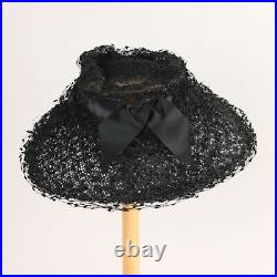 Vintage 1940s-50s Biki's Hat Black Lace Italy