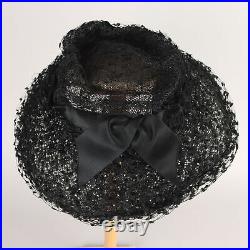 Vintage 1940s-50s Biki's Hat Black Lace Italy