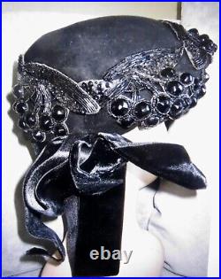 Vintage 1940s Hat Designer New York Sculptured Jeweled