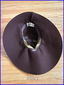 Vintage 1940s Jenny Cincinnati New York Creation Brown Felted Wool Wide Brim Hat