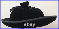 Vintage 1940s Macys New York Black Ribbon Velvet USA Union Made Wide Brimmed Hat