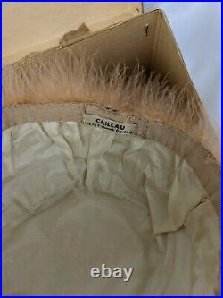 Vintage 1940s Masion Caillu Paris Ostrich Feather Hat/Original Box