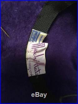 Vintage 1940s Purple Fur Felt Tilt Hat with Buckle Detail and Draped Fabric