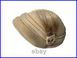 Vintage 1940s Women's Brown Ivory Capulet Hat RARE
