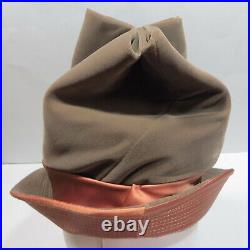 Vintage 1940s Womens Hat Brown Velvet Unworn Mr Kem Original