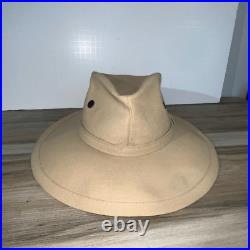 Vintage 1945 Lotia Carr Canvas Hat Made In New Zealand Tan Medium Safari Western