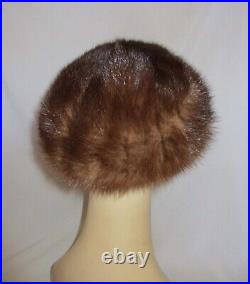 Vintage 1950's Elizabeth Strawbridge Clothier Brown Mink Fur Tilted Pillbox Hat