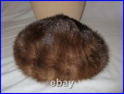 Vintage 1950's Elizabeth Strawbridge Clothier Brown Mink Fur Tilted Pillbox Hat