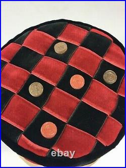 Vintage 1950's WHIMSICAL red & black velvet checkerboard checkers toque hat MINT