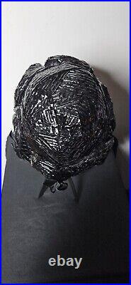 Vintage 1950s 1960s schiaparelli Black Celophane Hat