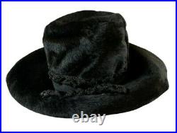 Vintage 1950s 60s authentic Christian Dior black fur felt wide brim floppy hat