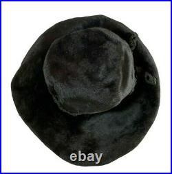Vintage 1950s 60s authentic Christian Dior black fur felt wide brim floppy hat