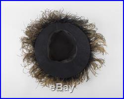 Vintage 1950s Hat 50s Ostrich Feather Black Jersey Wide Brim Formal Picture Hat