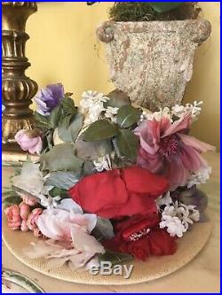 Vintage 1950s Ladies Natural Straw Hat Covered In Huge Millenary Flowers Easter