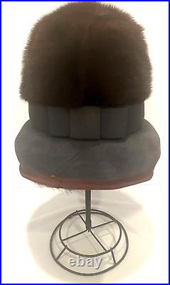Vintage 1950s Signed Christian Dior Brown Mink Hat