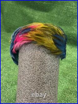 Vintage 1960 Christian Dior Chapeaux Rainbow Multicolor Feather Hat Gatsby 70s
