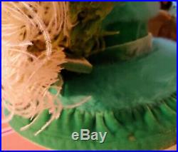 Vintage 1960 MME POSWOLSKY NYC Collector Hat OSTRICH FEATHERS GREEN Angora EX