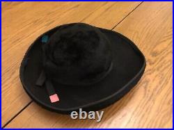 Vintage? 1960'S CHRISTIAN DIOR Chapeaux Paris NY? BLACK FELT FUR BRIMMED HAT Mod