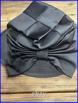 Vintage 1960's Black Charo Women's Derby Hat With Satin Bow