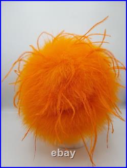 Vintage 1960's Happy Cappers Mod Vibrant Orange Feather Party Cocktail Hat