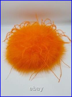 Vintage 1960's Happy Cappers Mod Vibrant Orange Feather Party Cocktail Hat