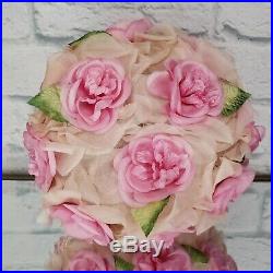 Vintage 1960's Pink Rose Millinery Floral Birdcage Pillbox Hat Union Label LUXE