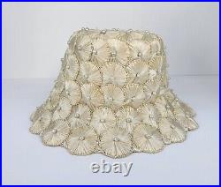 Vintage 1960s Bucket Hat White/cream Straw With Faux Pearls Beehive Hat Disco