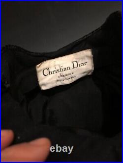 Vintage 1960s Christian Dior Chapeaux Black Velvet & Snakeskin Cloche Hat