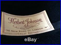 Vintage 1960s Herbert Johnson Ladies Hat and Gold painted Circular Hat Box