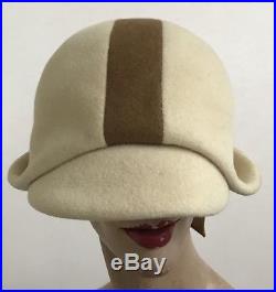 Vintage 1960s Jean Patou Cream Fur Felt Couture Mod Hat Carnaby Street