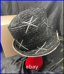 Vintage 1960s Yves Saint Laurent Black Straw Ladies Hat in Box