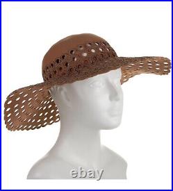 Vintage 1970s 70s SAKS 5th Avenue Perforated Boho Hippie Felt Sun Floppy Hat