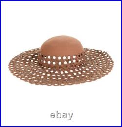 Vintage 1970s 70s SAKS 5th Avenue Perforated Boho Hippie Felt Sun Floppy Hat