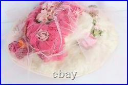 Vintage 20s 30s Flapper Girl Roaring 20s Distressed Flower Lace Fishnet Hat 21