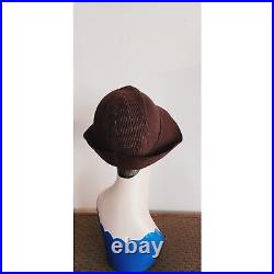 Vintage 30s Brown Fedora Hat Ferle Heller Paris New York