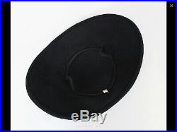 Vintage 40s 50s Saucer Wide Brim Tilt Hat Black Orange Evening Couture