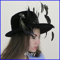 Vintage 40s Avant Garde Statement Hat Floating Feather Velvet hat Original Mr. H