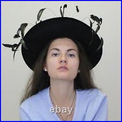 Vintage 40s Avant Garde Statement Hat Floating Feather Velvet hat Original Mr. H