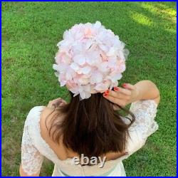 Vintage 50's Chiffon Pink Floral Flower Church Hat