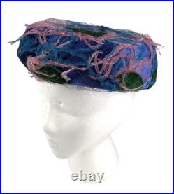 Vintage 50's Gigi New York Ostrich Feather Hat Mid Century Pillbox