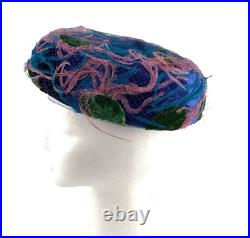 Vintage 50's Gigi New York Ostrich Feather Hat Mid Century Pillbox