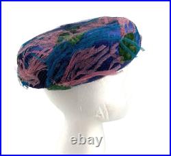 Vintage 50's Gigi New York Ostrich Feather Hat Mid Century Pillbox